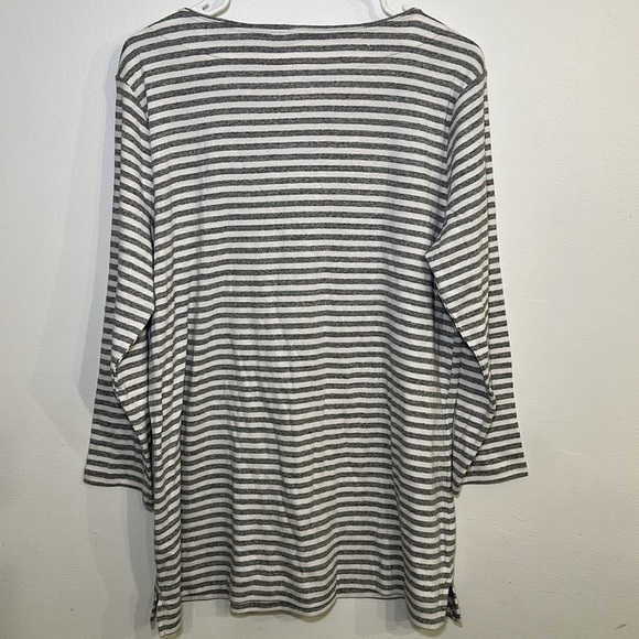 Duluth Trading Co Women’s Longtail T Tunic Grey White Stripe Size Large - Picture 2 of 6